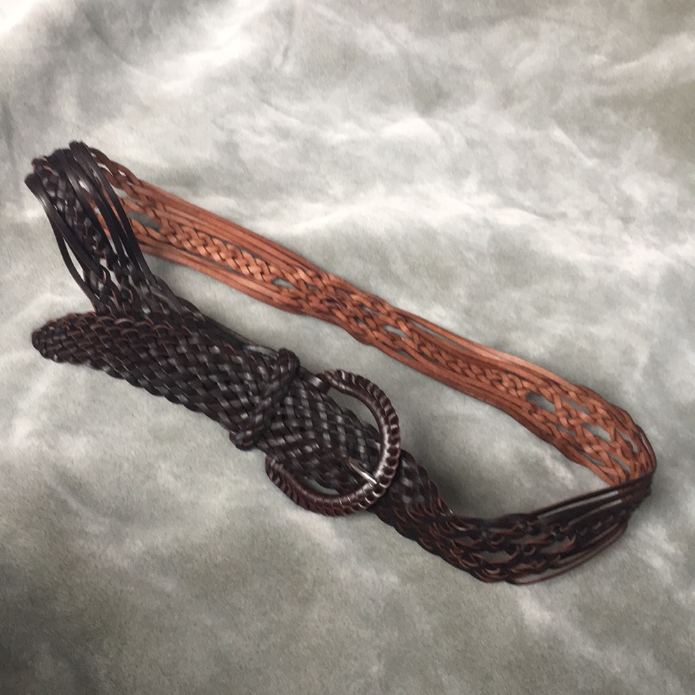 Brown Leather Braided Belt